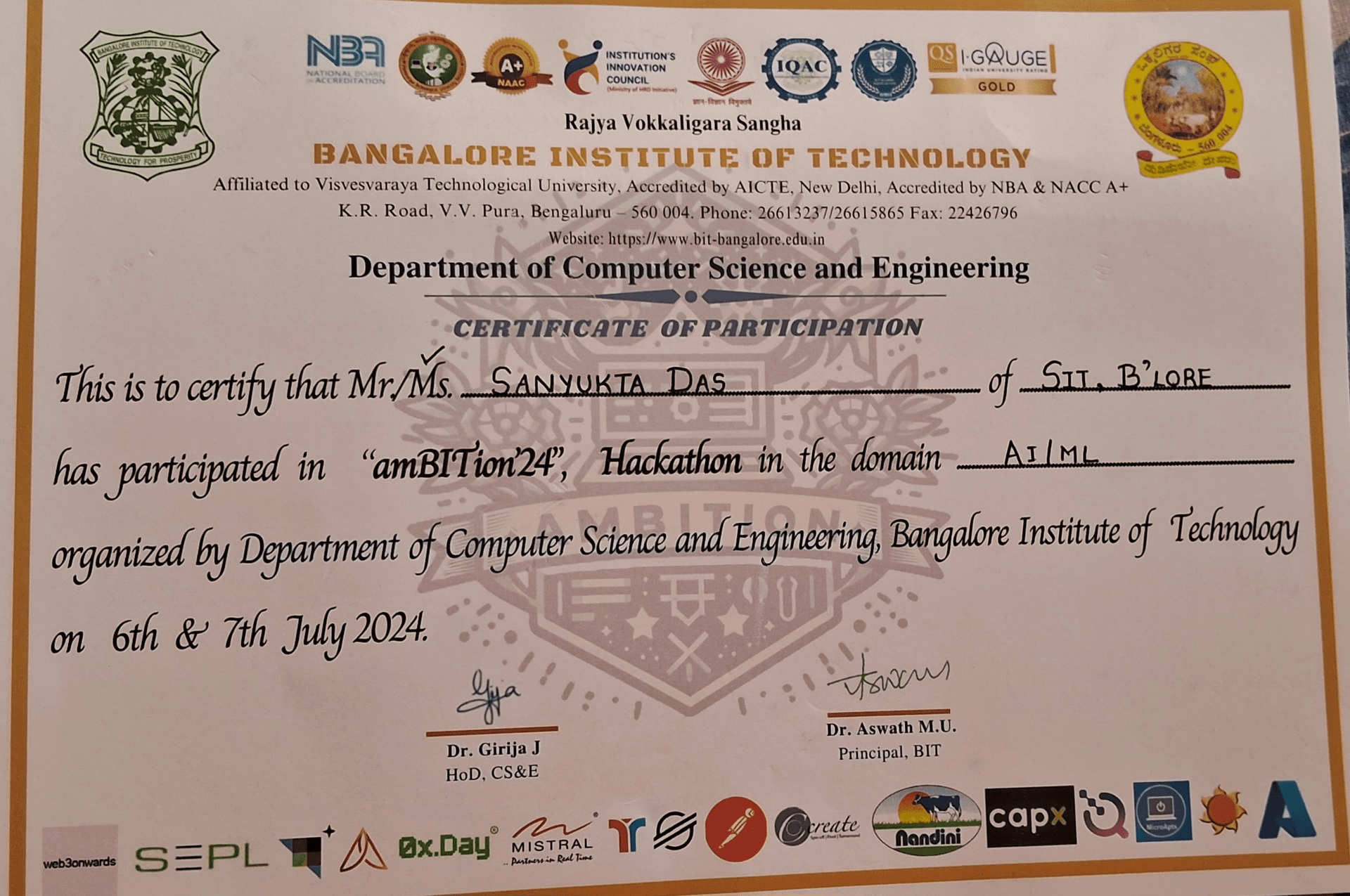 Certificate of Survival